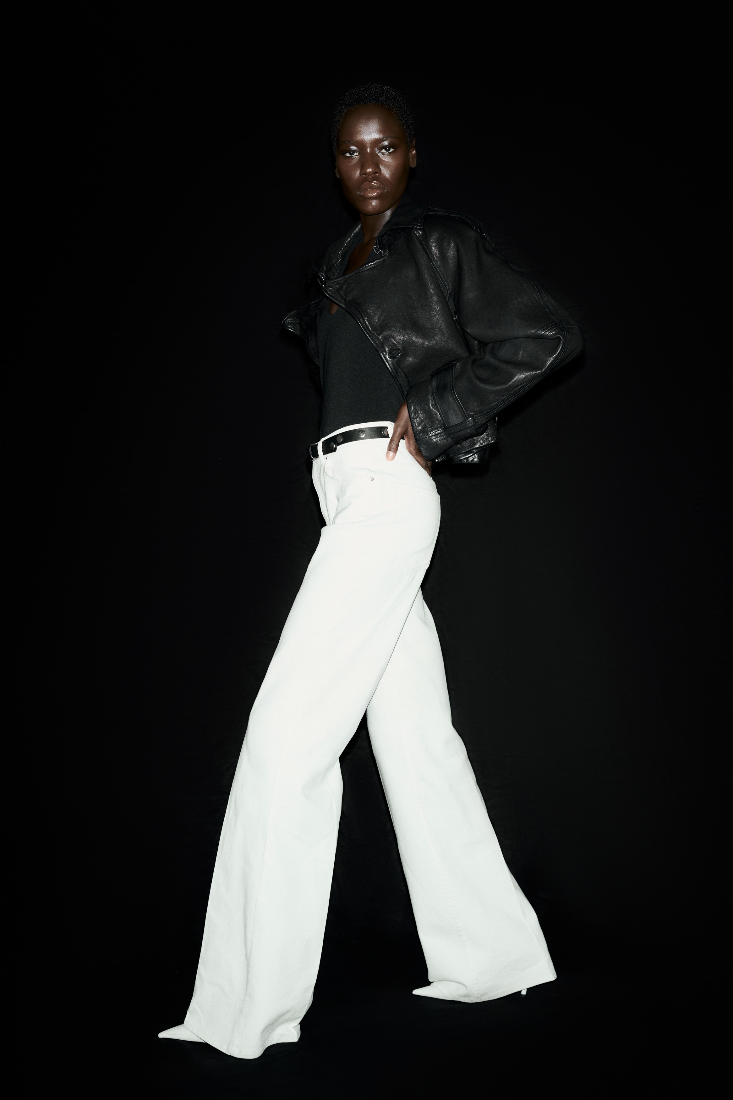 Bootcut-broek met ceintuur - Wit