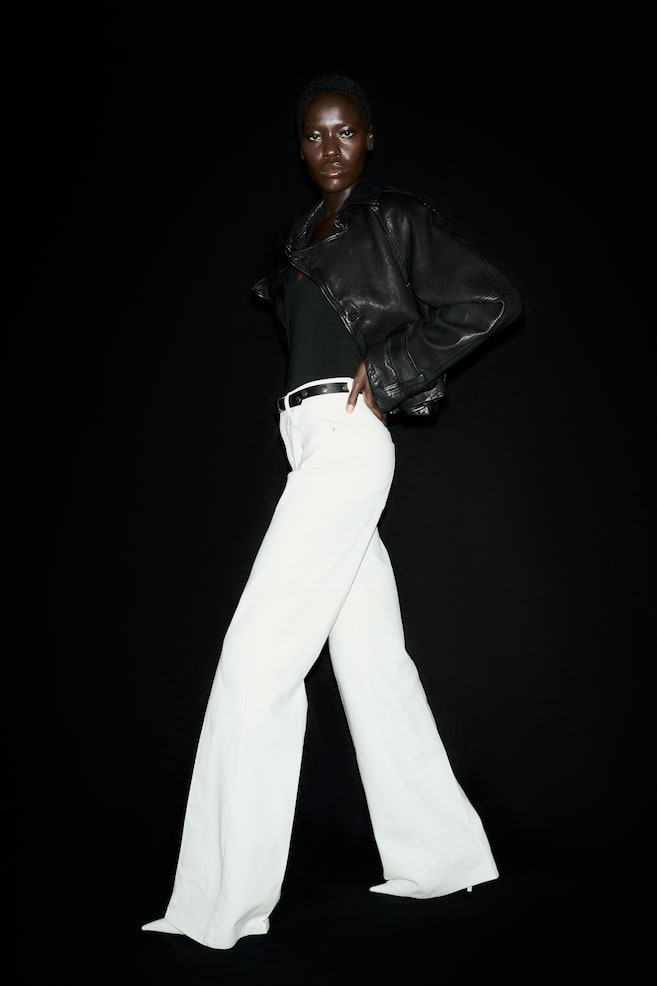 Belted bootcut trousers - White - 1