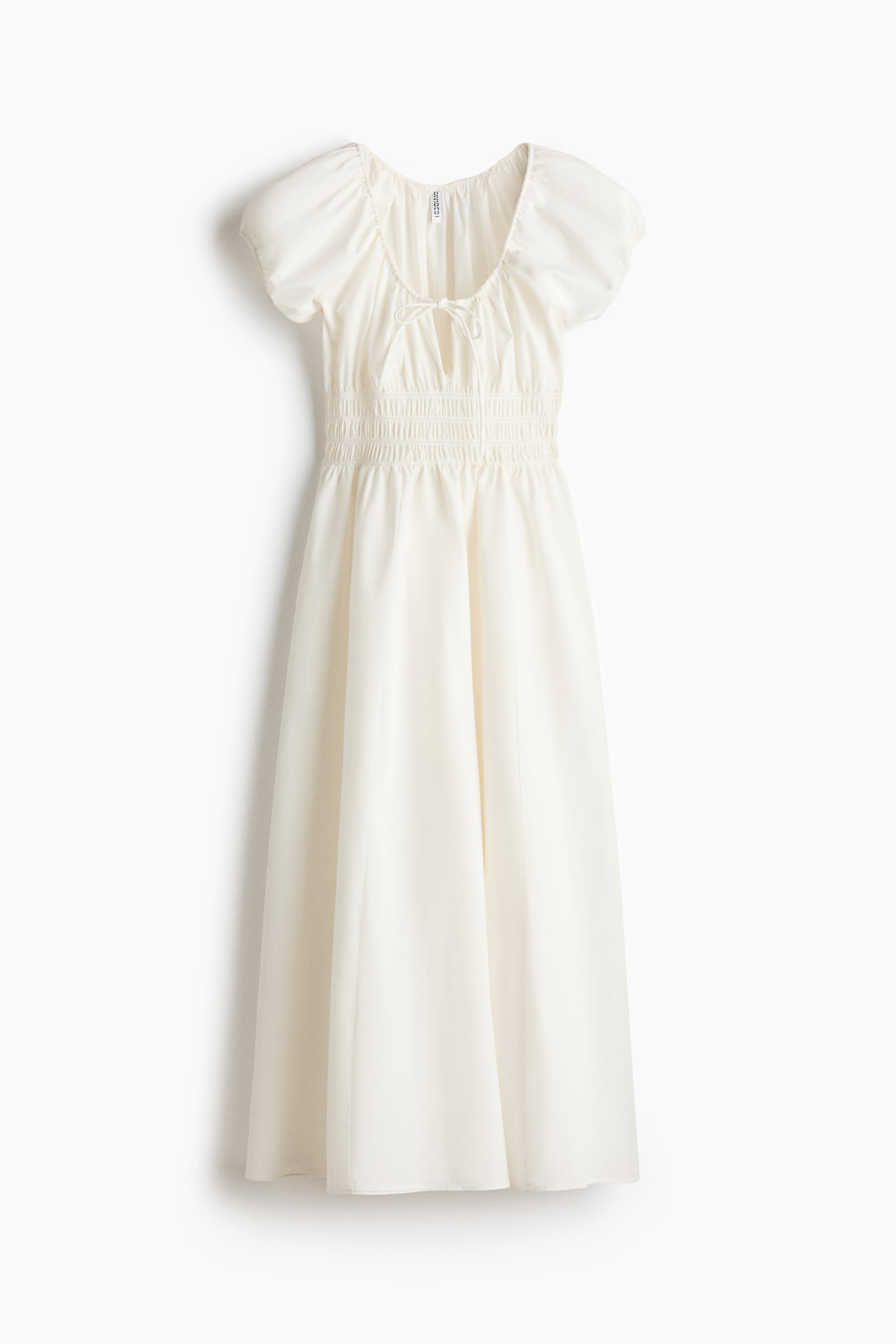 Smocked-waist dress - White - 2