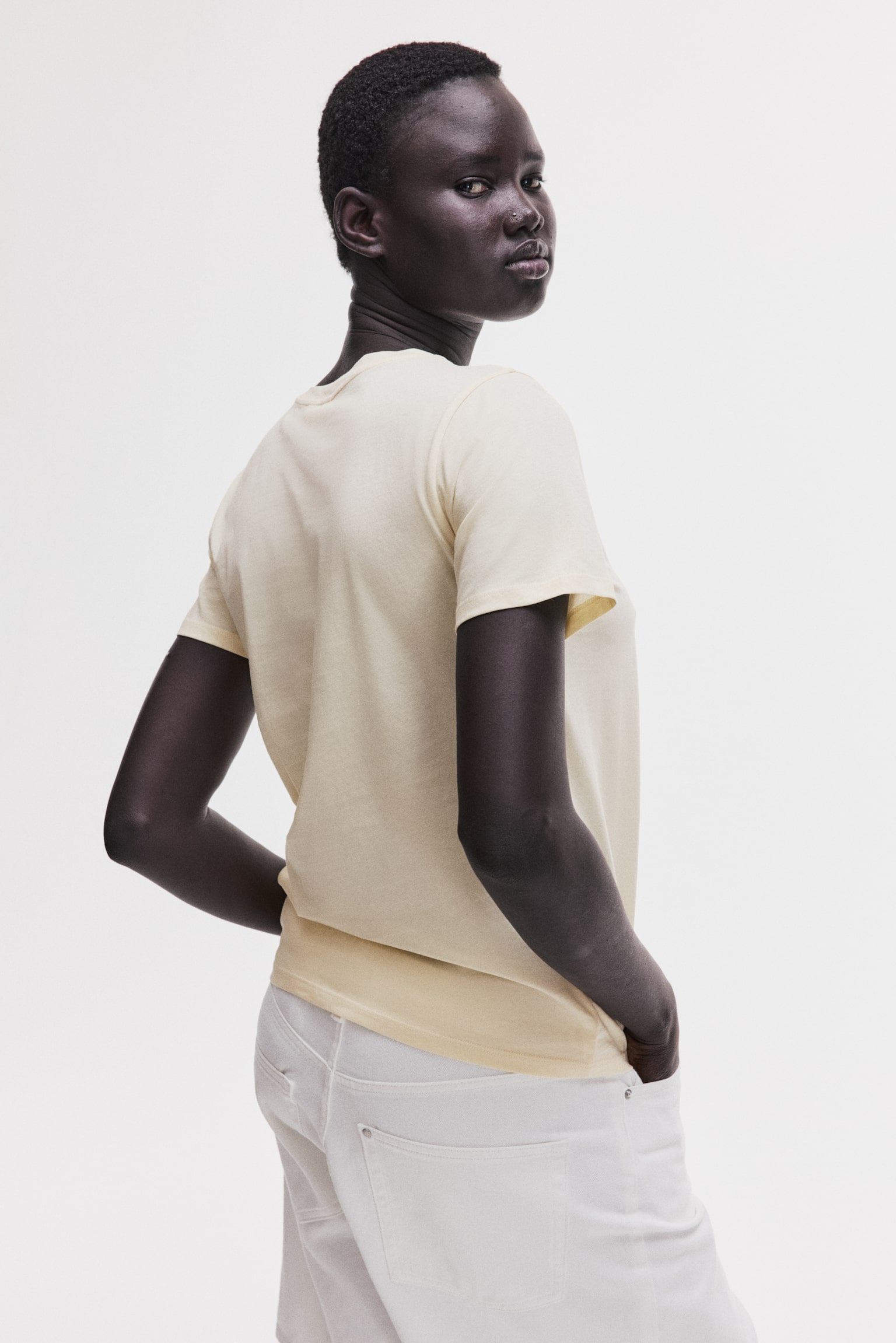 Cotton T-shirt - Light yellow/Orange/Dark dusty pink/White/Navy blue striped/Light grey marl/Black/Light pink/White/Blue/White - 5