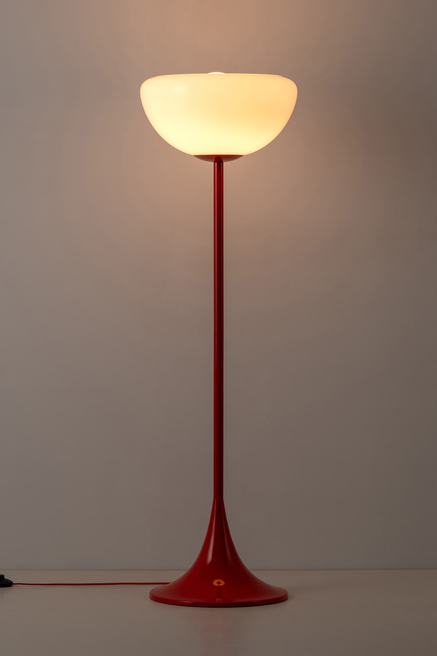 Glass Bowl Floor Lamp - Red - 5