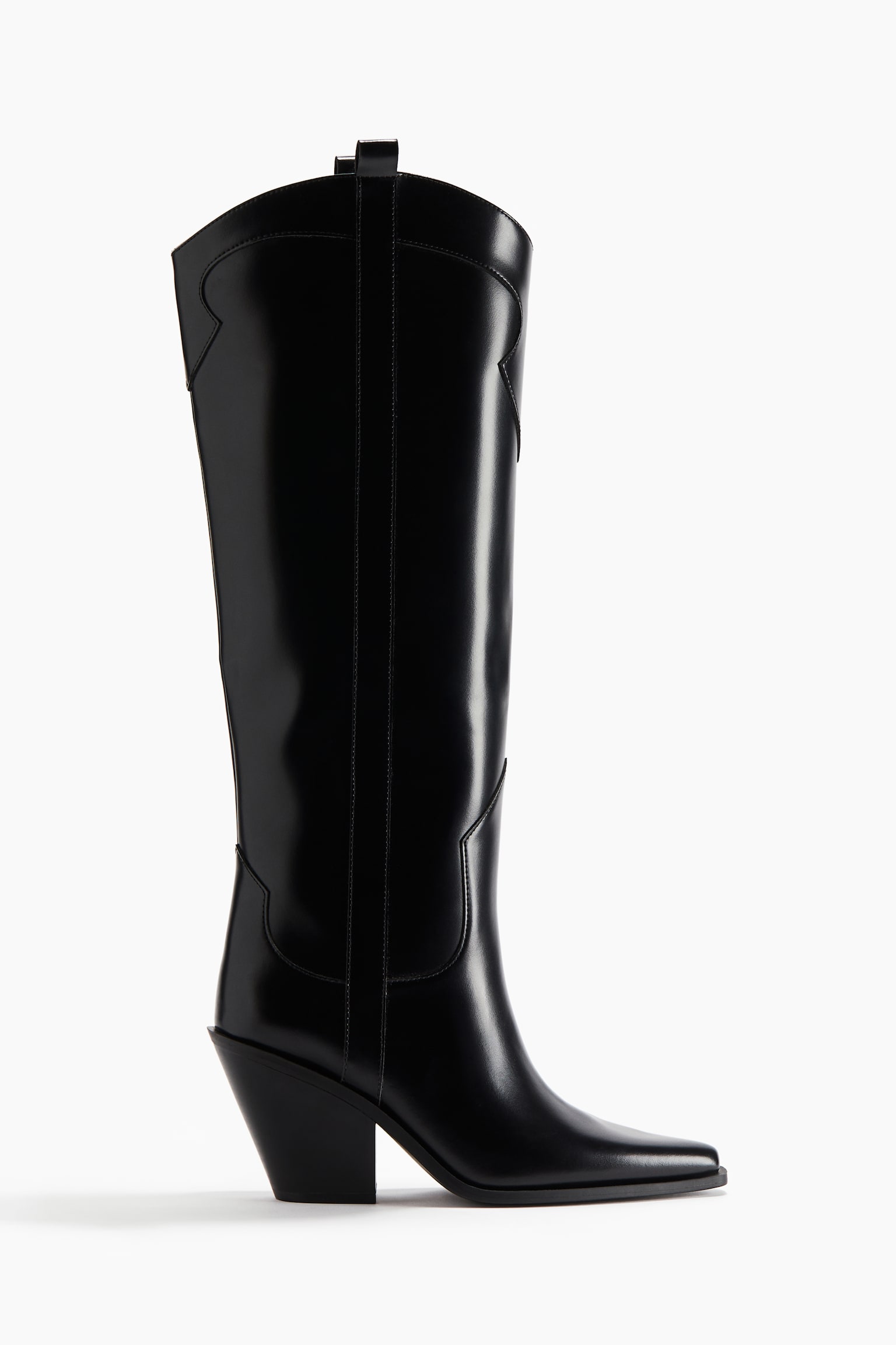 Botas estilo western pelo joelho - Preto/Bege - 2