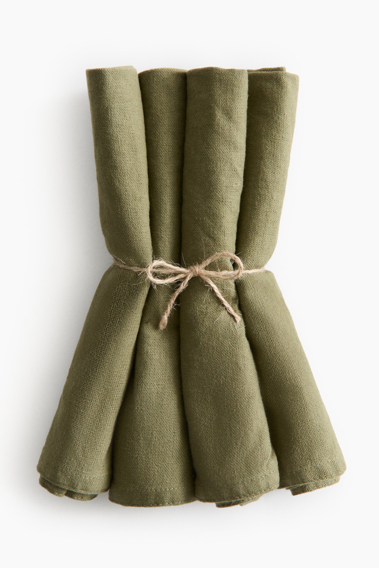 リネンブレンドナプキン 4枚セット - カーキグリーン/ライトグリーン/モール/イエロー/ホワイト