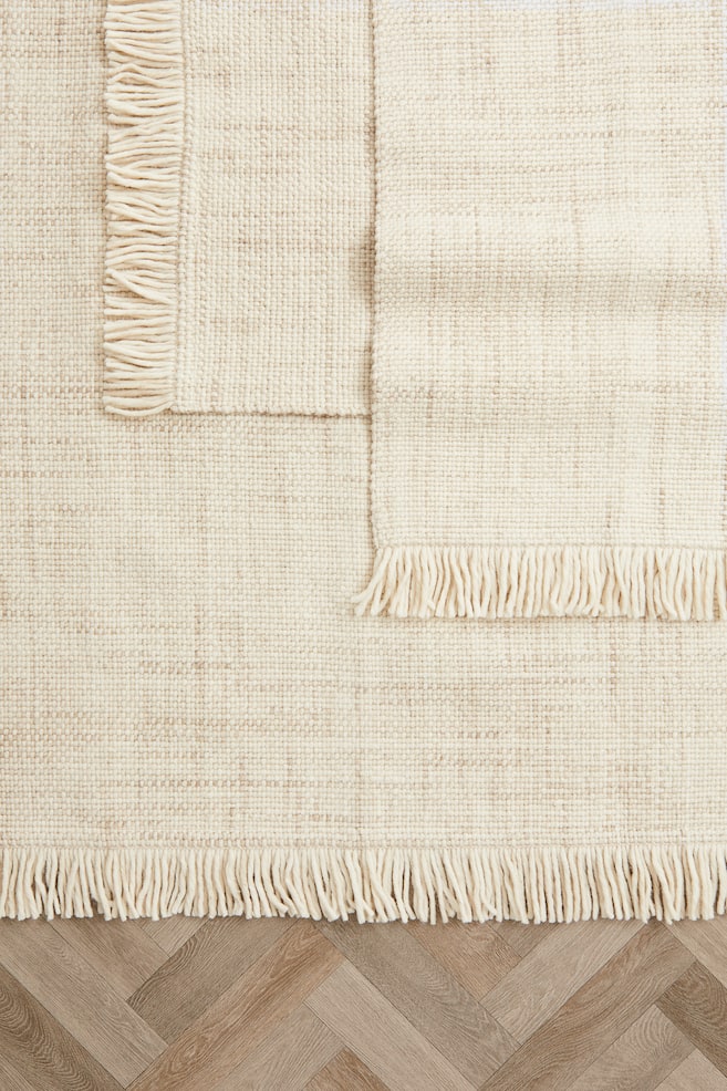Fringed wool-blend rug - Light beige/Beige - 3