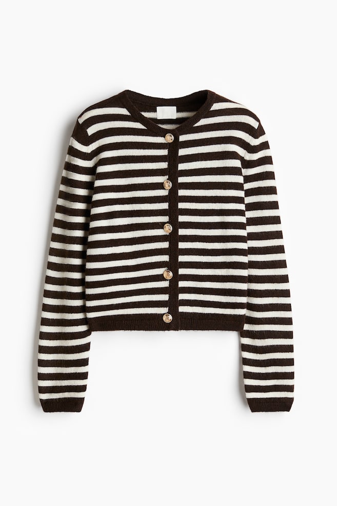 Gilet ajusté - Marron foncé/rayé/Gris clair chiné/rayé - 1