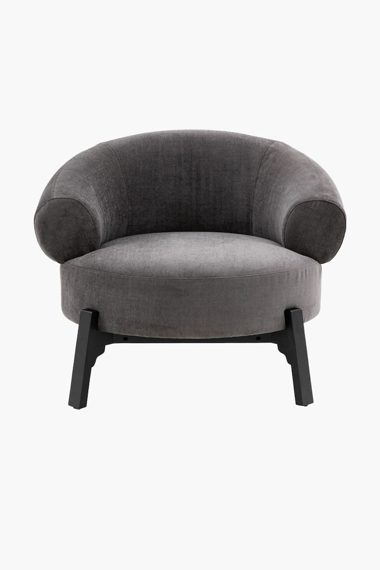 Curved Armchair With Wooden Legs Anthracite Gallery Direct