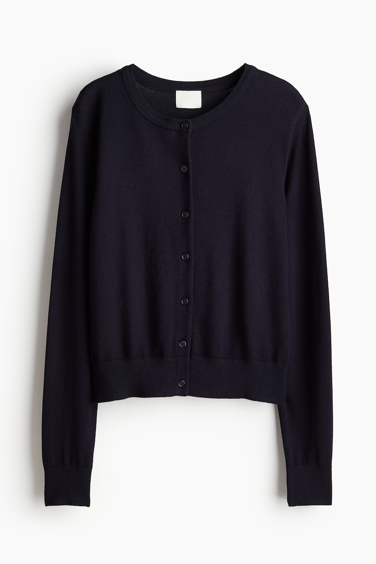 Fine-knit Cardigan Navy blue Ladies H&M US