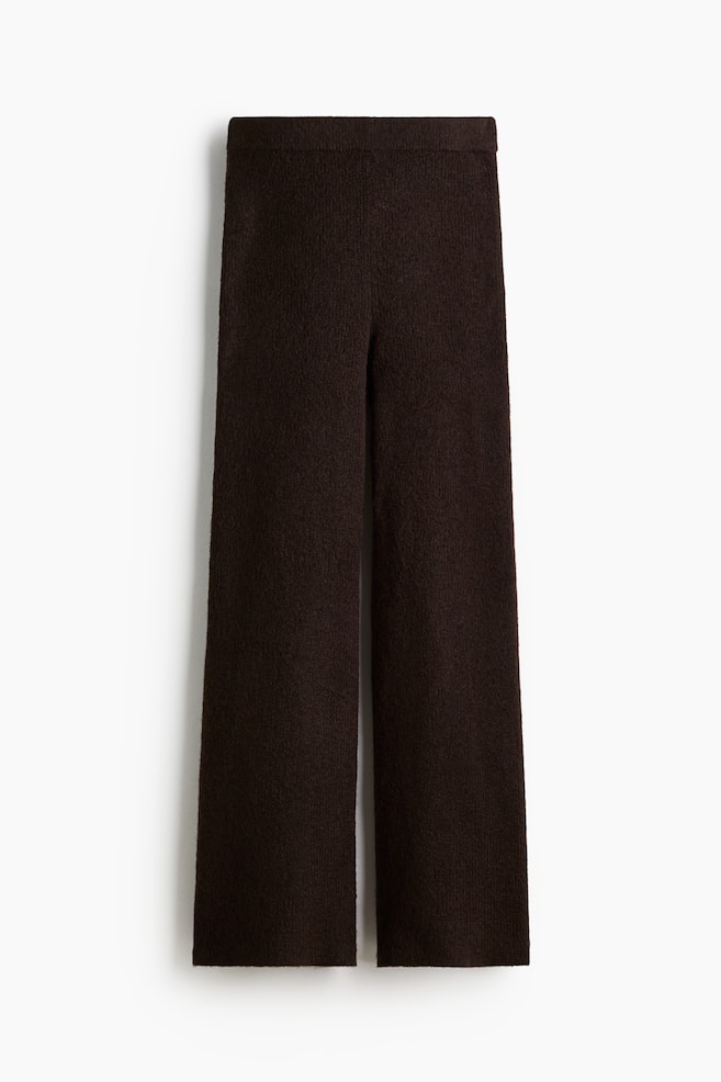 Rib-knit trousers - Dark brown/Grey marl - 1