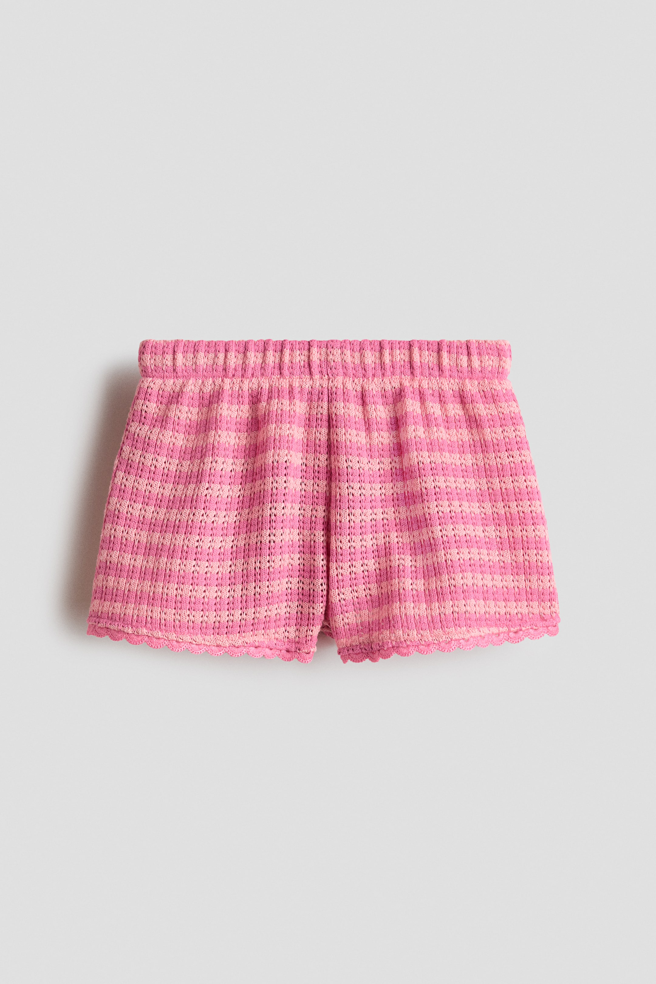 View larger image: Textured-Knit Shorts - Pink/striped - Kids | H&M US 1