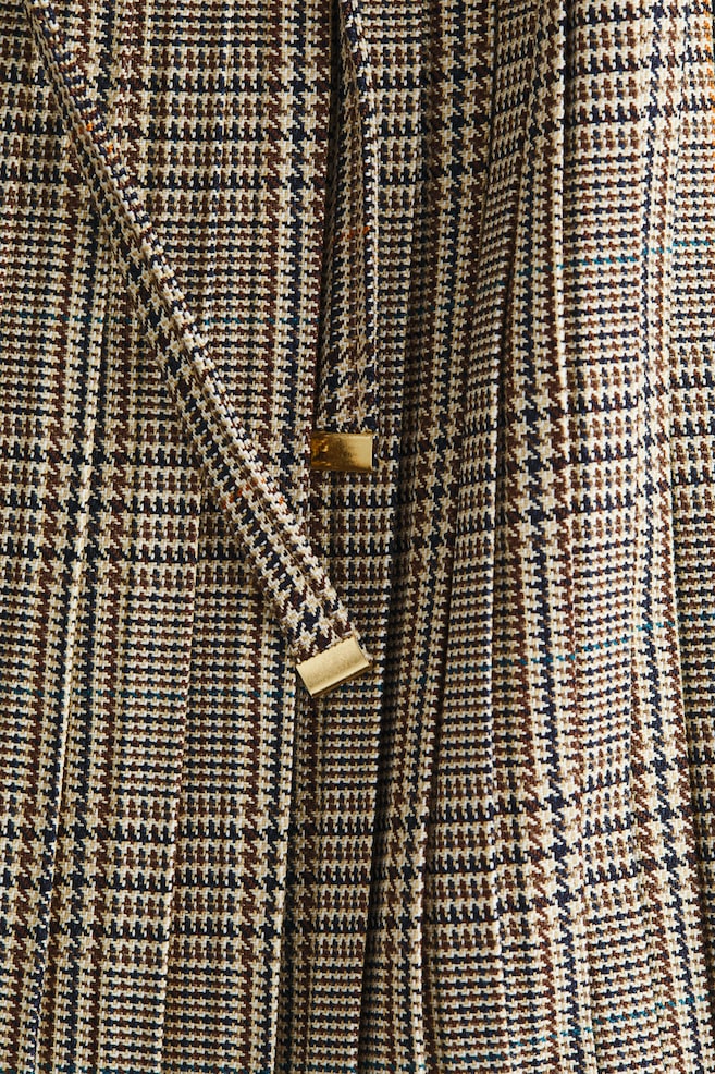Plissierter Minirock-Beige/Kariert - 4