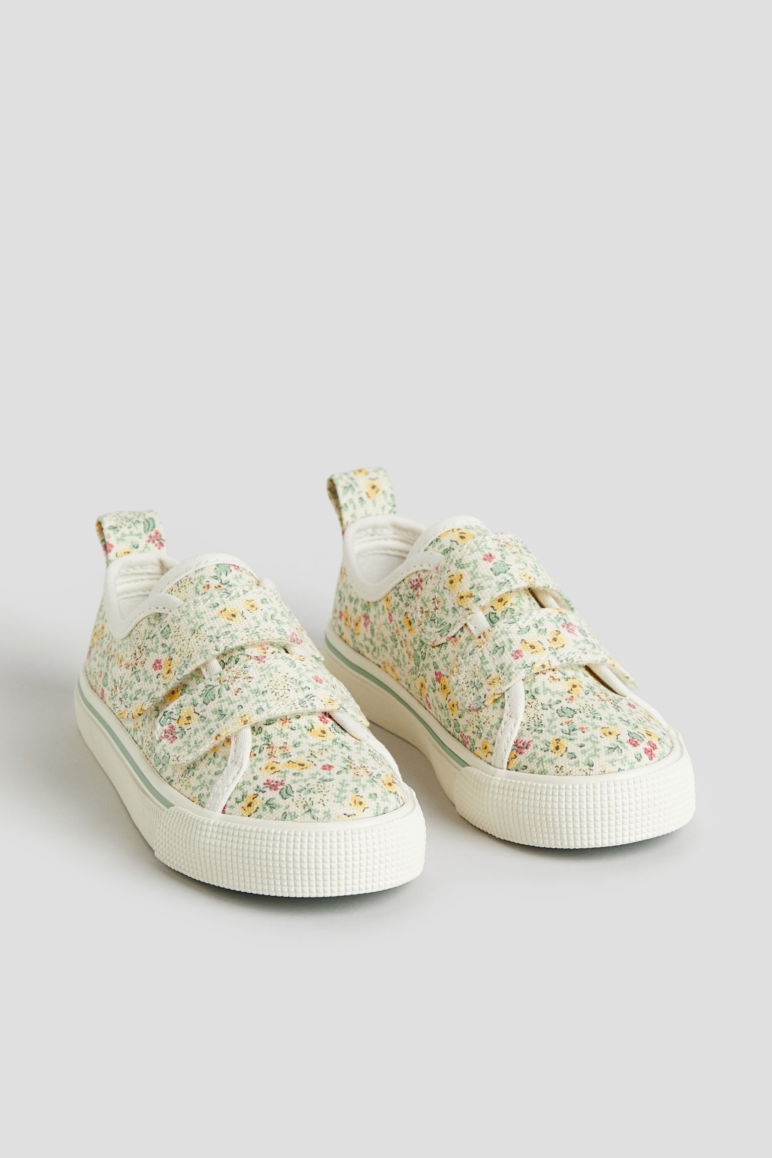 Floral-patterned canvas trainers - White/Floral - 1