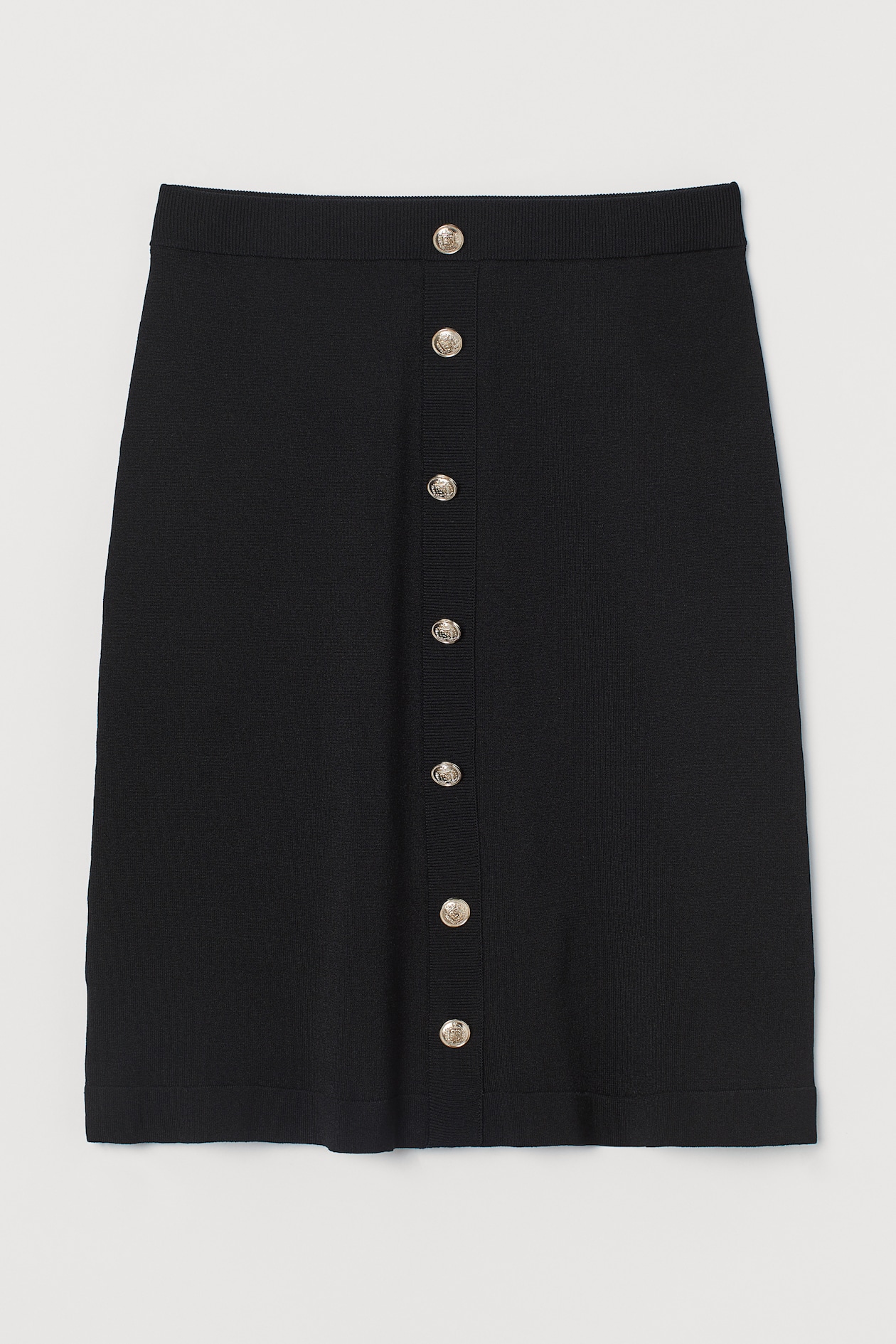 Fine-knit Skirt - High waist - Knee-length - Black - Ladies | H&M US