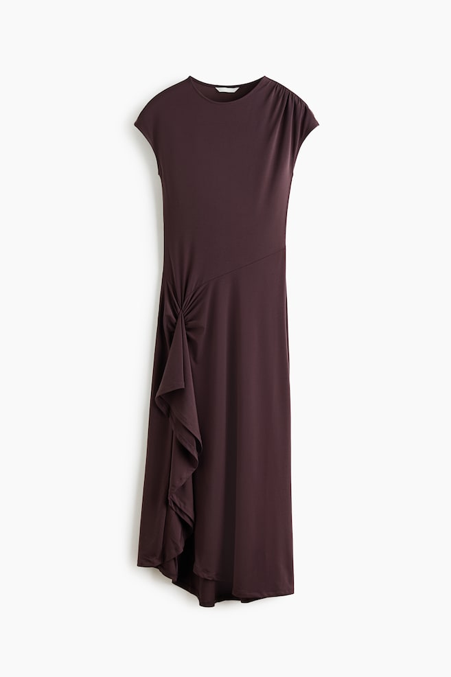Draped-Panel Jersey Dress - Dark brown - 1