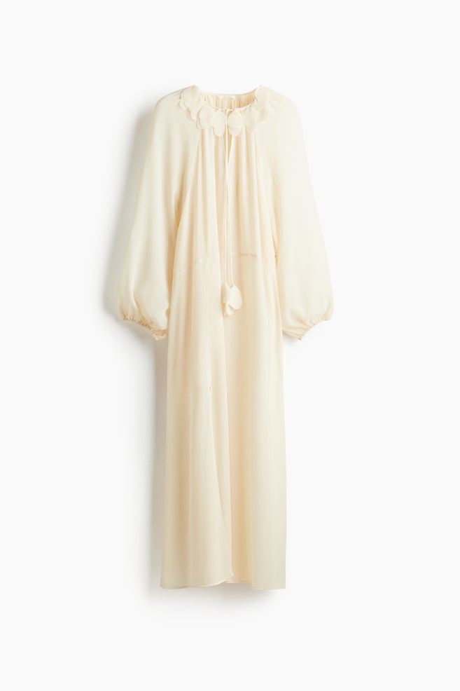 Vestido largo de gasa - Beige claro - 1