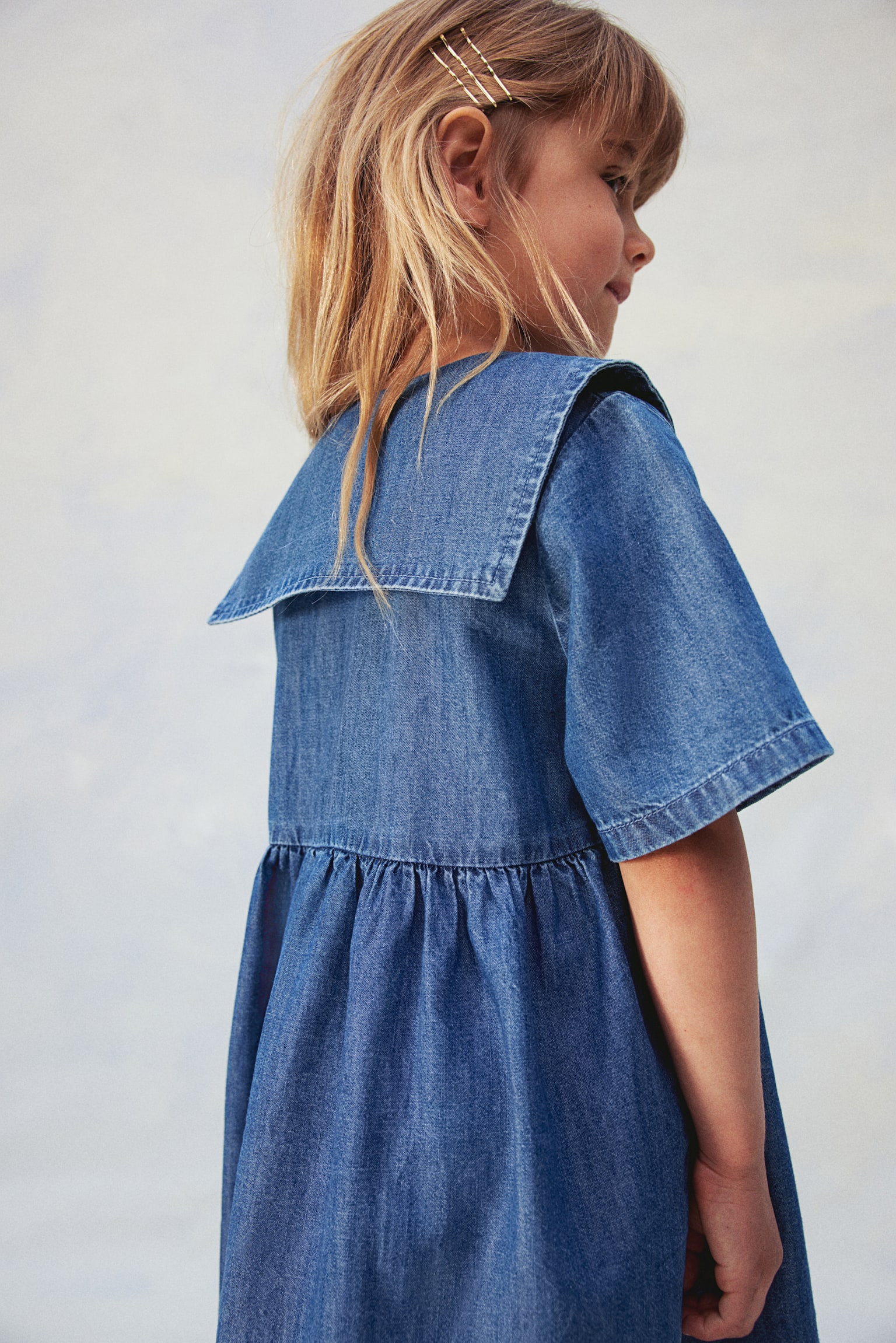 Cotton-blend denim dress - Denim blue - 3