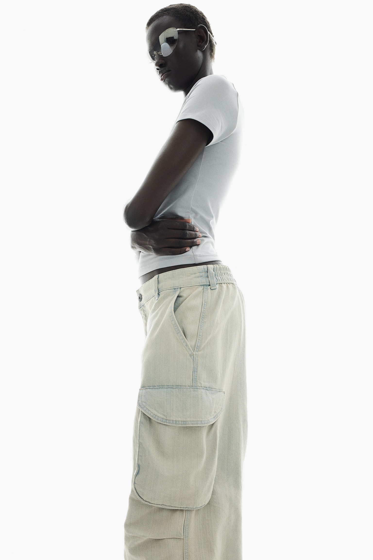 Baggy Low Cargo Jeans - Pale denim blue/Grey - 4