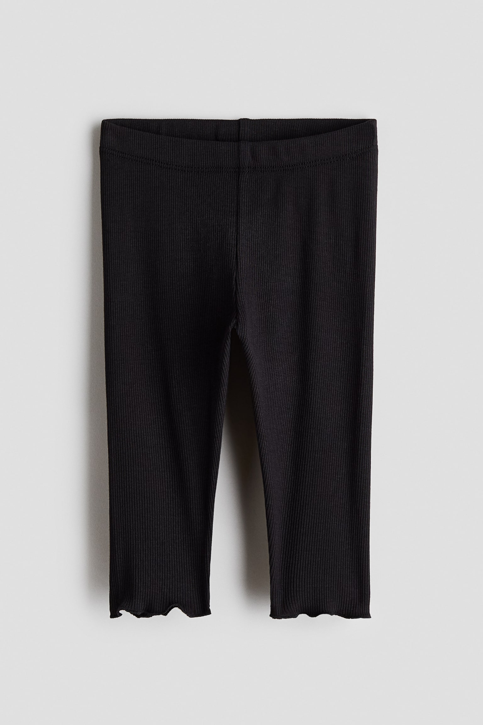 Детские леггинсы H&M Ribbed Cotton, цвет: Чёрный — фото 1