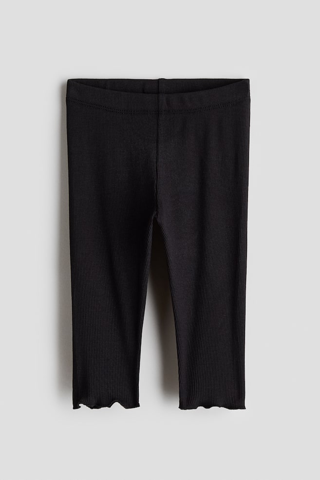 Ribbed Cotton Leggings - Black/Light pink/Light beige - 1