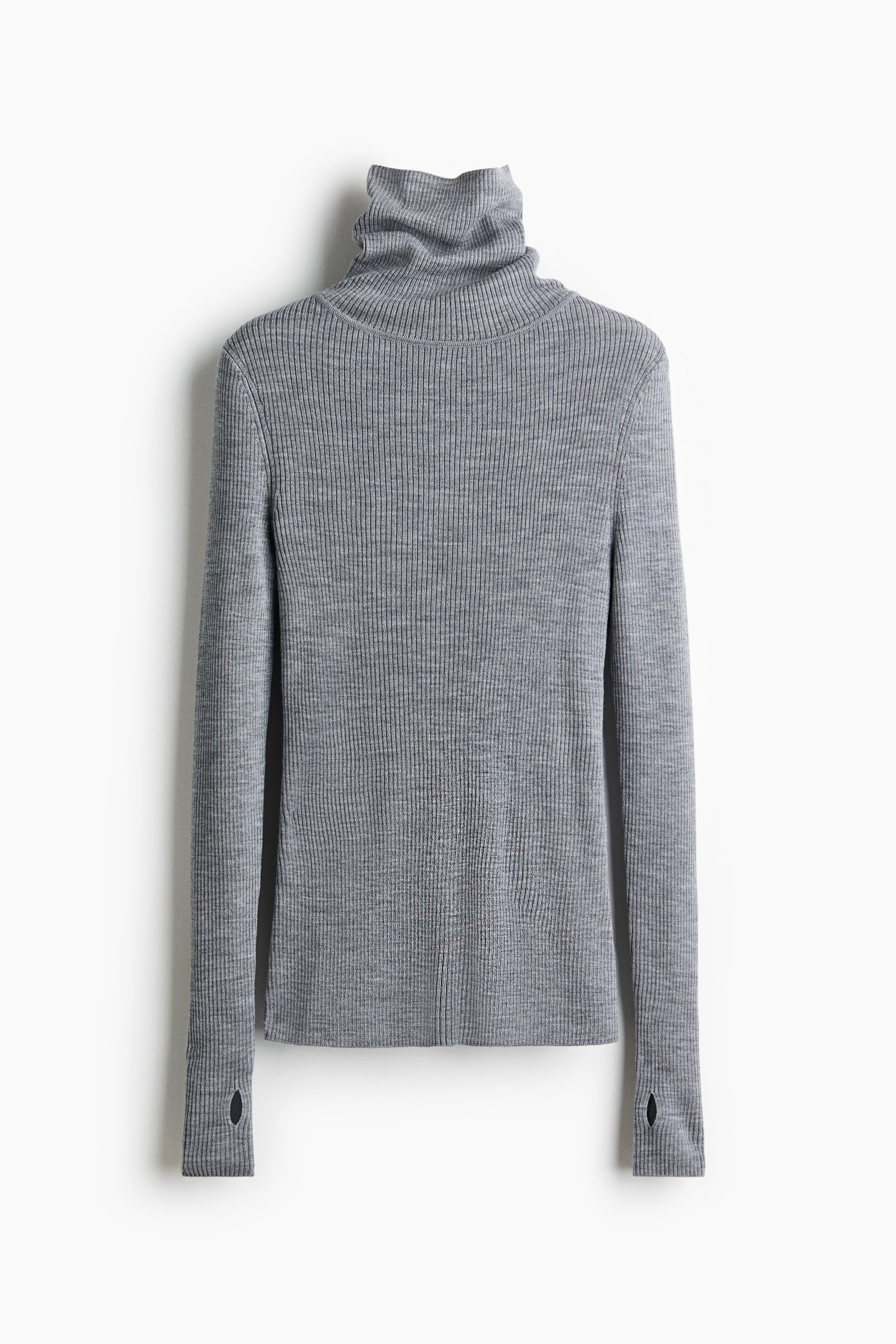 Rullekravetop i merinould - Gråmeleret