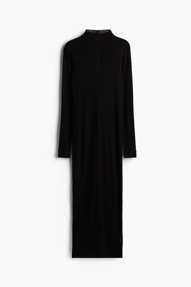 Robe en laine avec col cheminée - Noir - 1