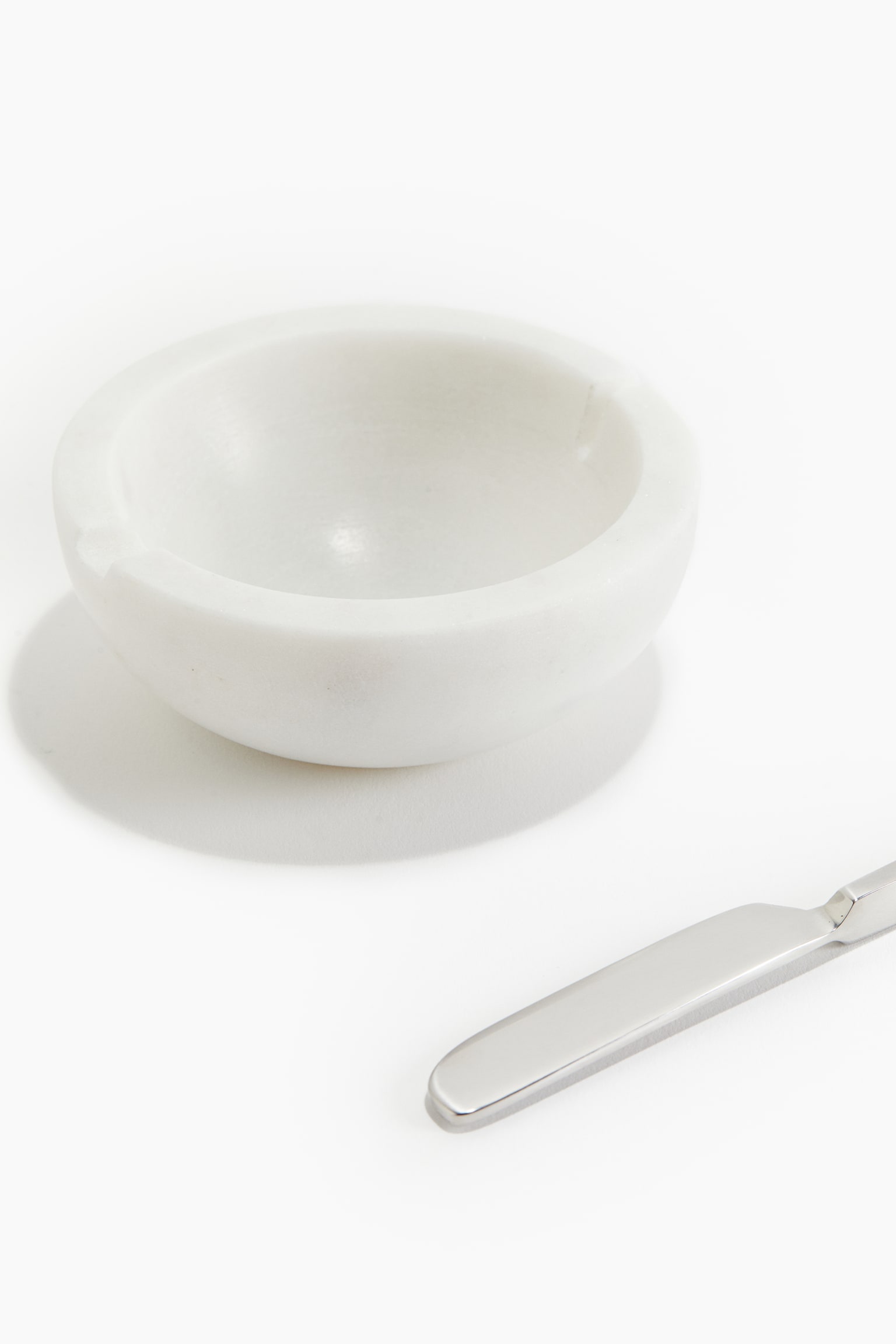 Marble butter bowl with knife - White/Grey - 2