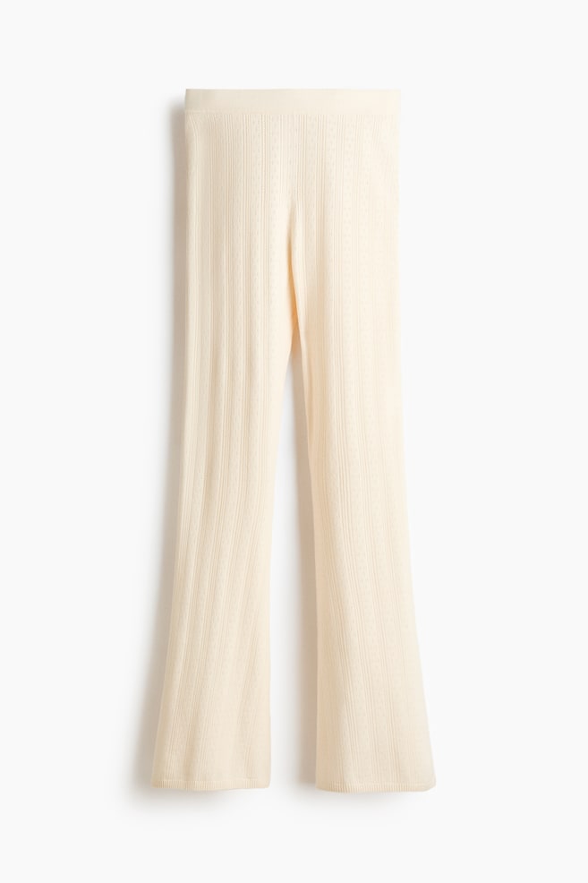Pantaloni in maglia traforata di misto viscosa - Beige chiaro - 1