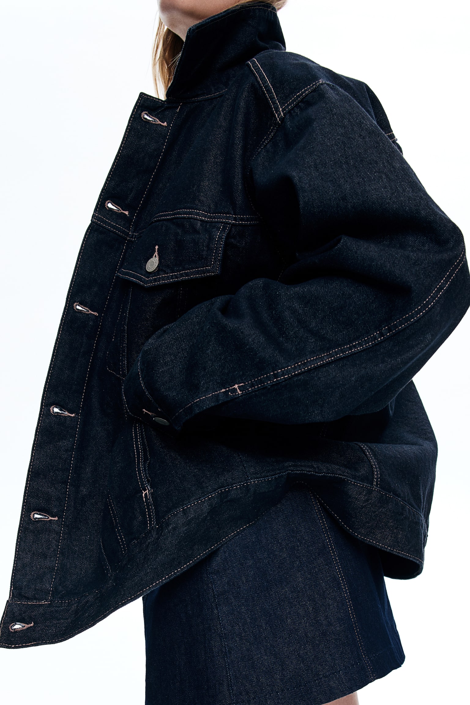 Oversized denim jacket - Dark denim blue/Denim blue/Light denim blue - 5