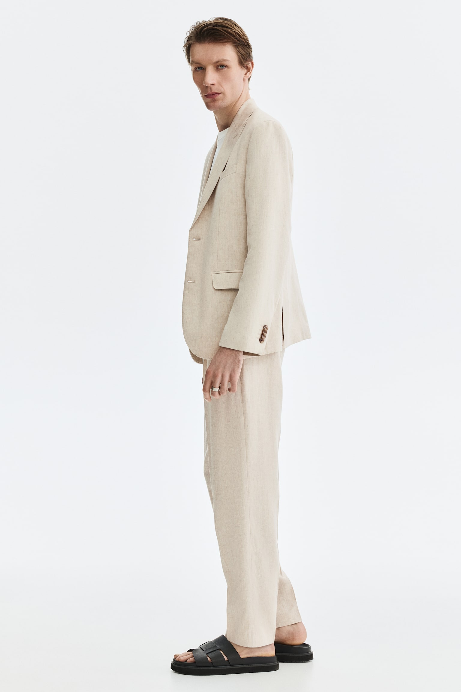 Regular-Fit Tailored Linen-Blend Pants - 7