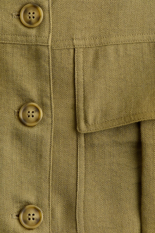 Veste sans col - Vert olive/Beige - 4