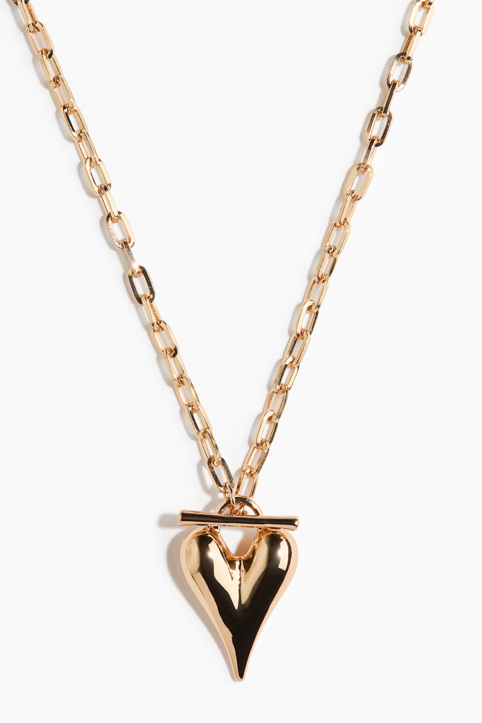 Heart-pendant chain necklace - Gold-coloured - 4