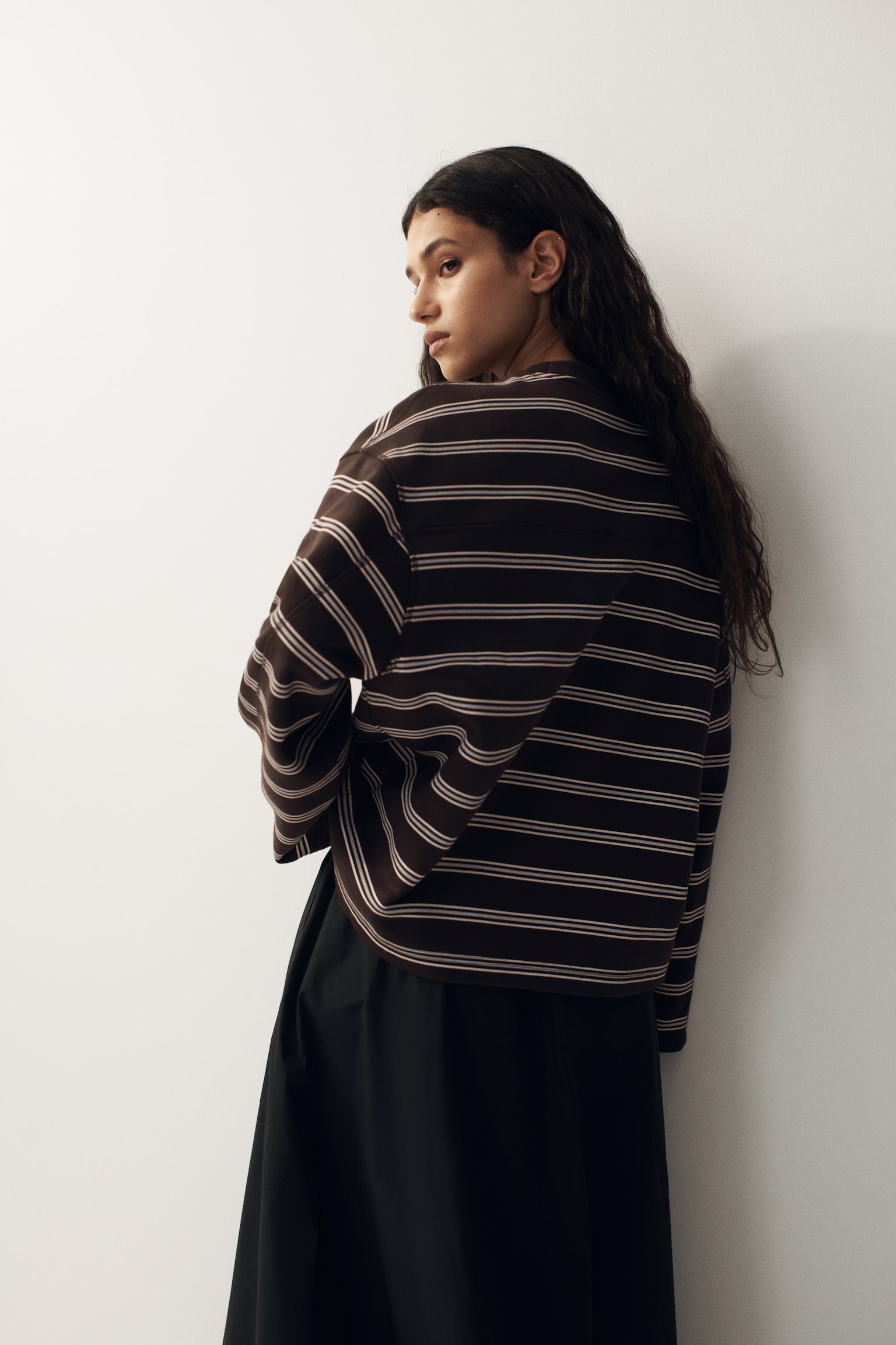 Oversized Sweatshirt - Dunkelbraun/Gestreift/Dunkelblau/Gestreift - 4