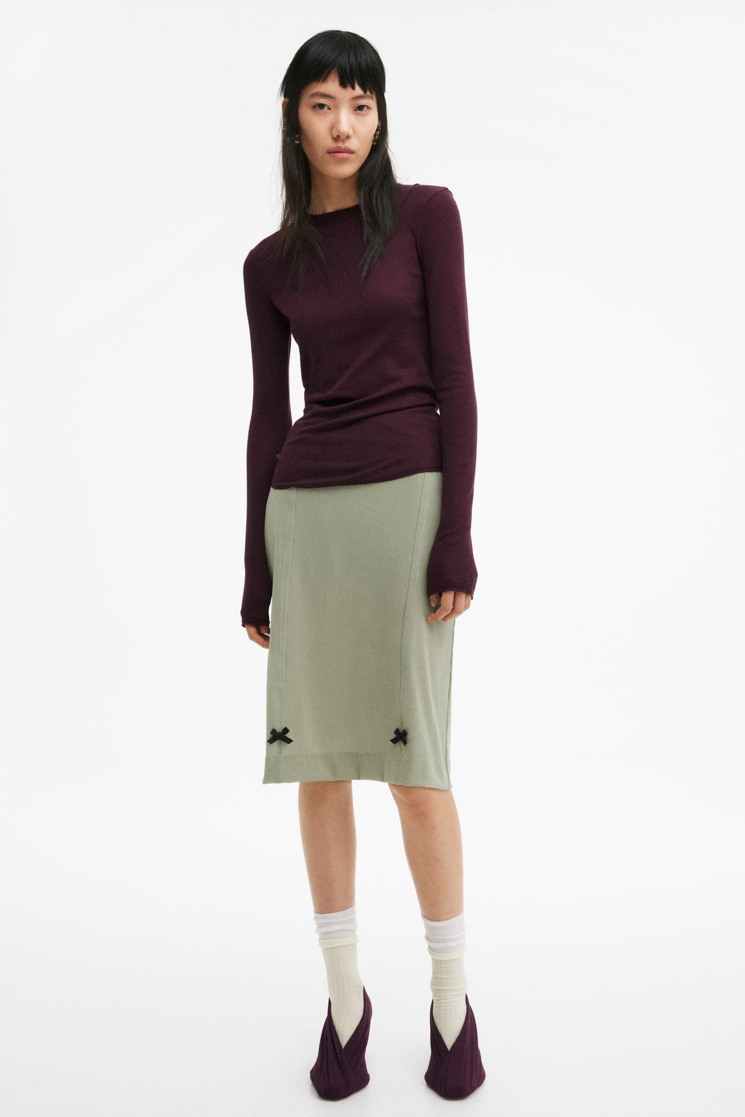 Bluza od pima pamuka - Tamna šljiva ljubičasta - 4