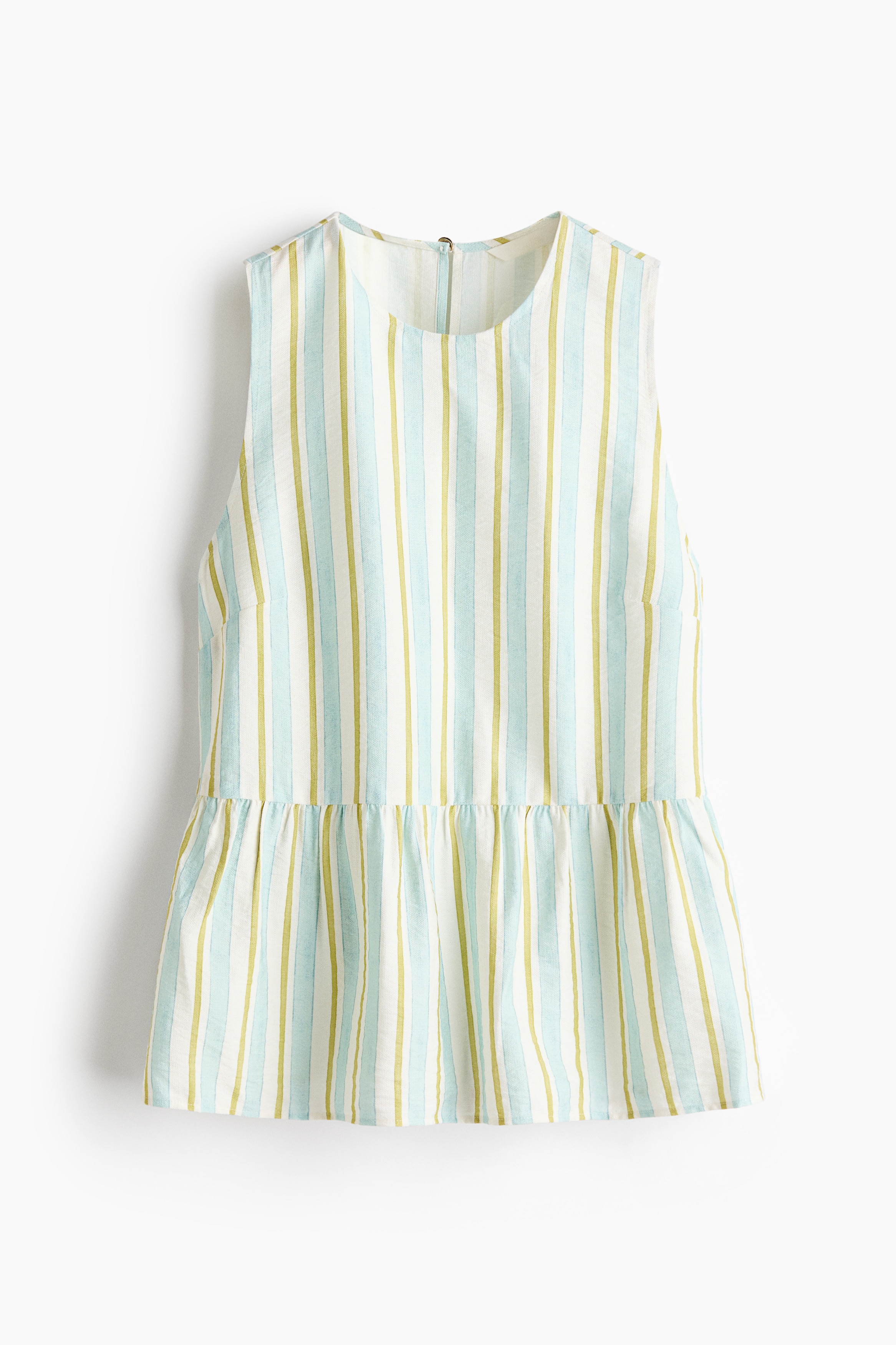 Sleeveless peplum blouse - Cream/Light blue/Striped/Cream/Blue floral/White