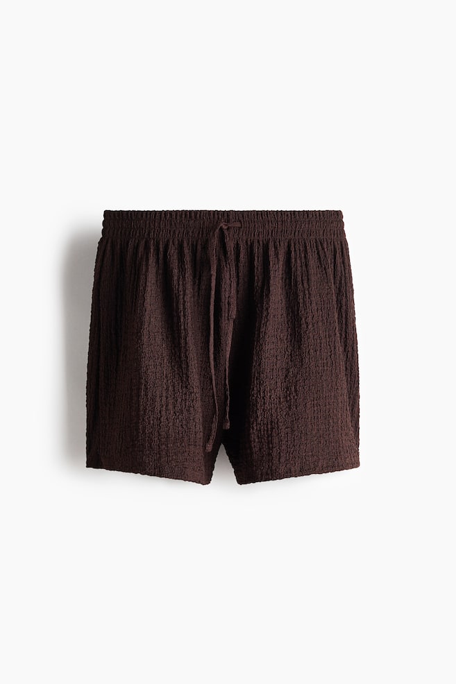 Textured Jersey Drawstring Shorts - Dark brown/Black/Light beige/Rust red - 1