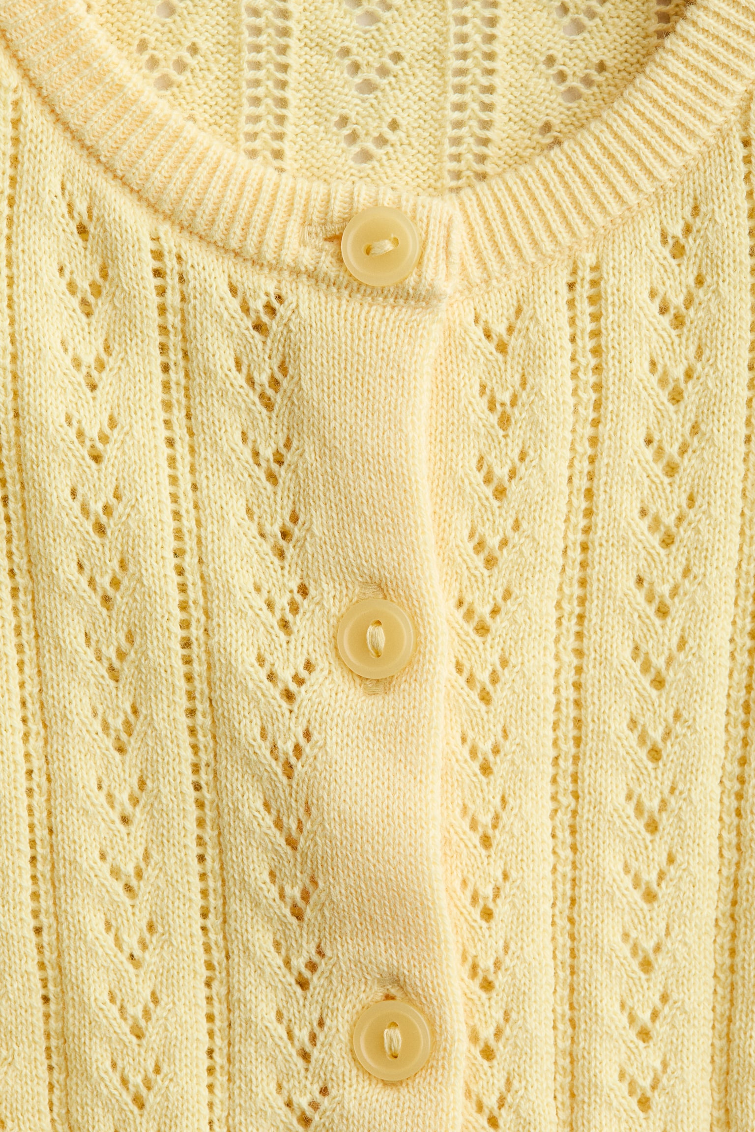 Áo cardigan bằng cotton dệt kim hoa văn - Màu vàng/Màu trắng - 2