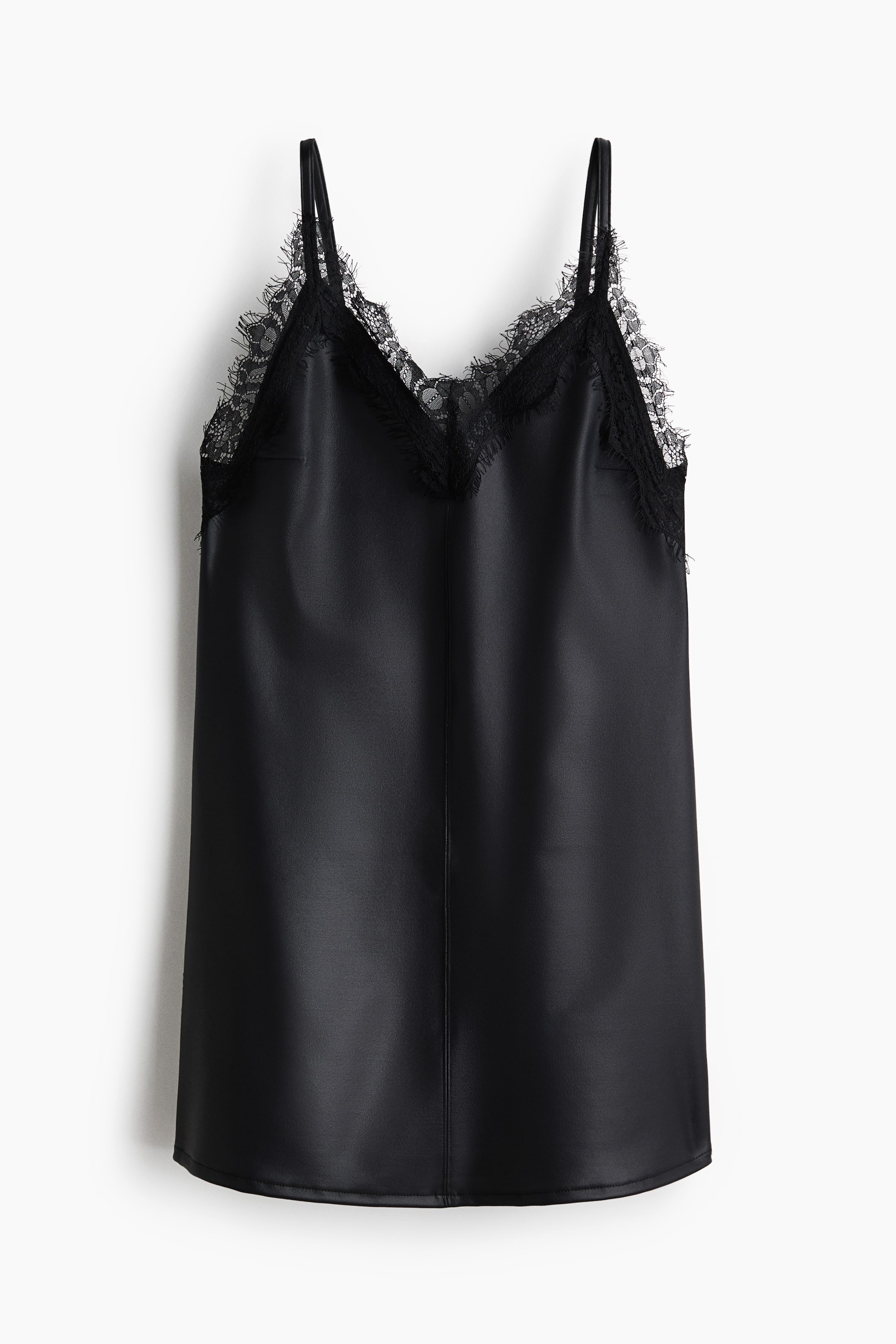 Переглянути збільшене зображення: Сукня на бретелях і з мереживною окантовкою - Чорний - Ladies | H&M UA 1