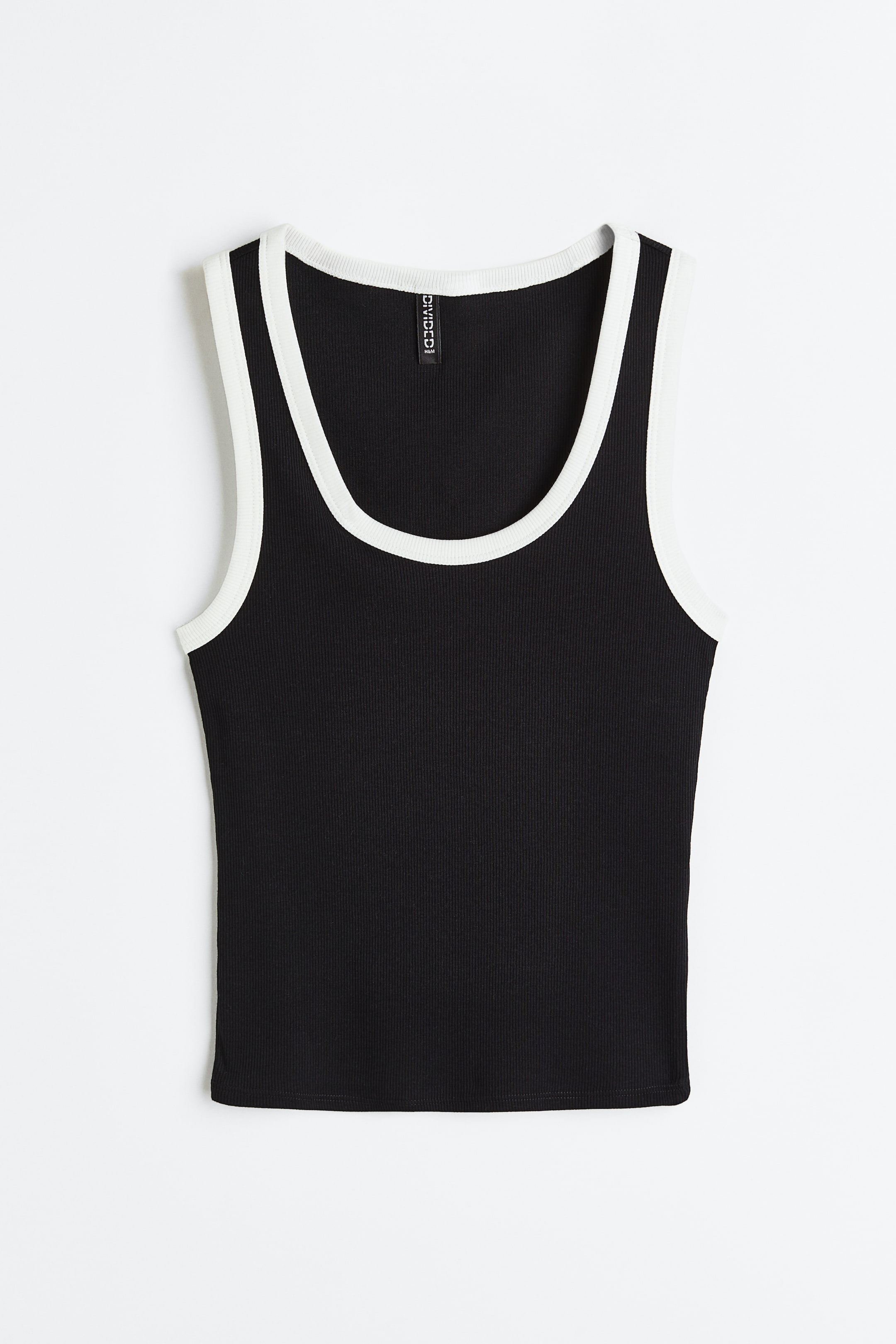 Xem ảnh lớn hơn: Áo ba lỗ cotton gân nổi - Màu đen - Ladies | H&M VN 1