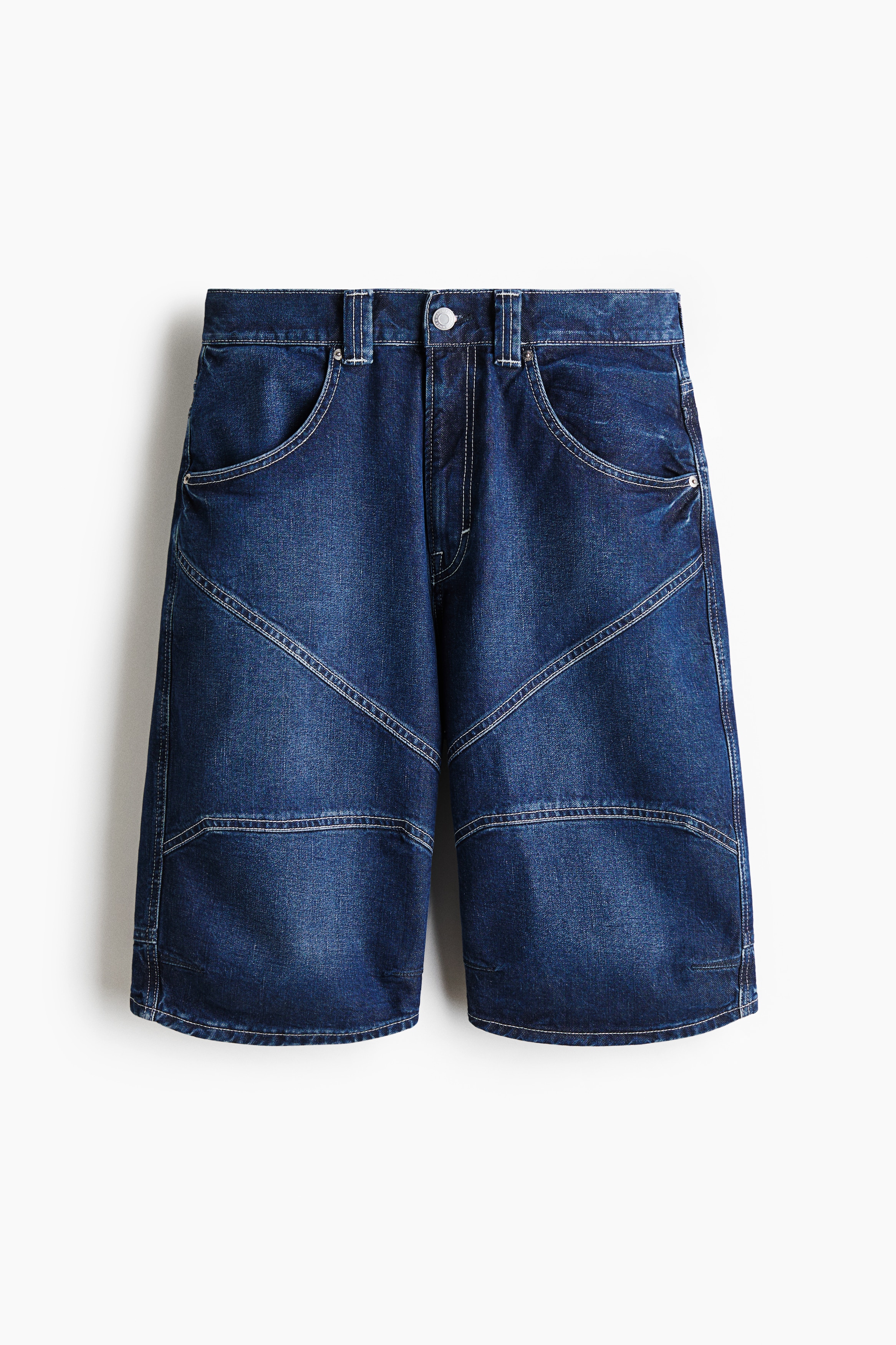 Super-Baggy Denim Shorts - Dark denim blue/Denim gray/Black