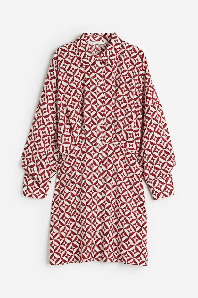 h&m satin shirt dress Women's Golden olive Satin Shirt Dress
