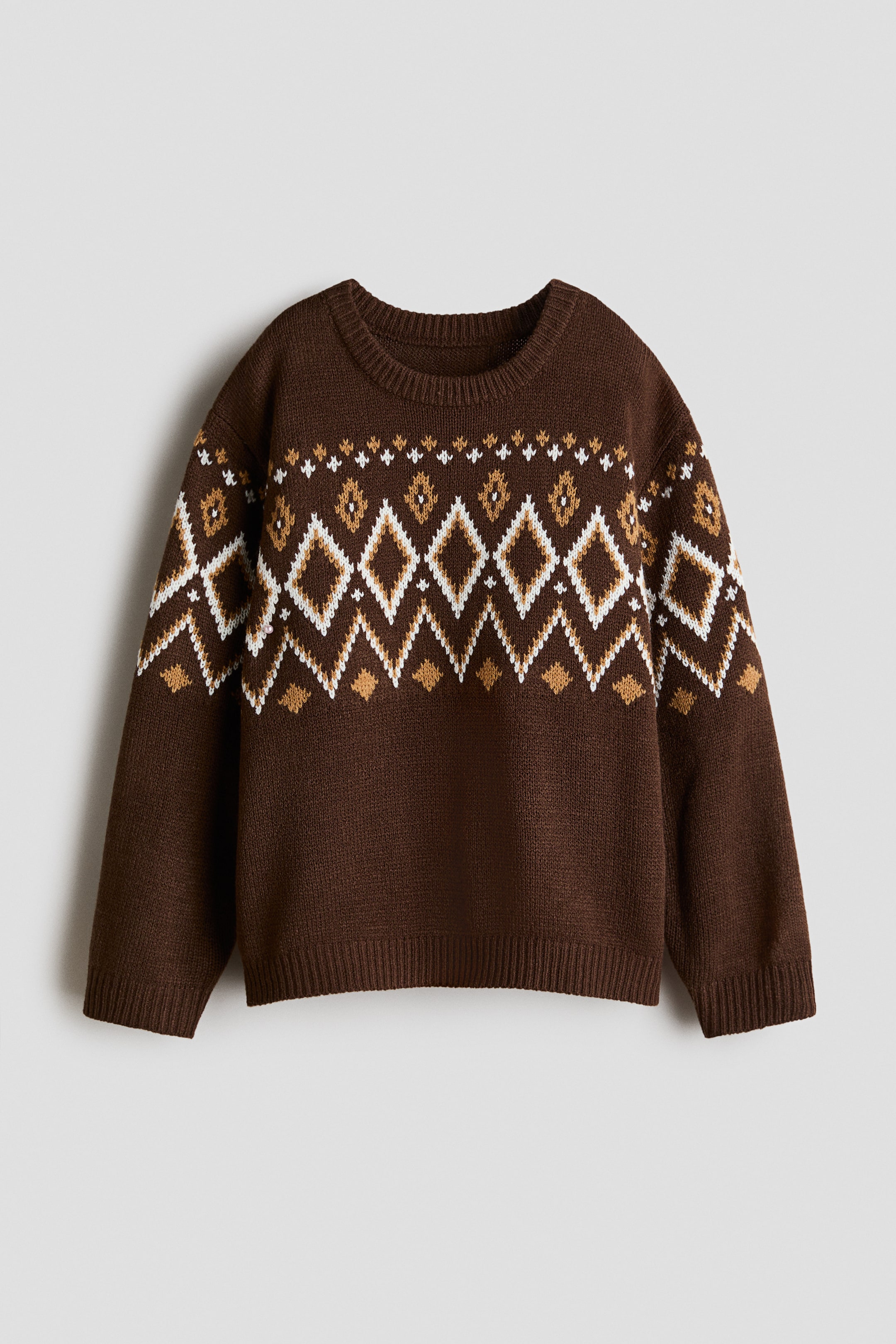 View larger image: Jacquard Knit Sweater - Dark brown - Kids | H&M AU 1