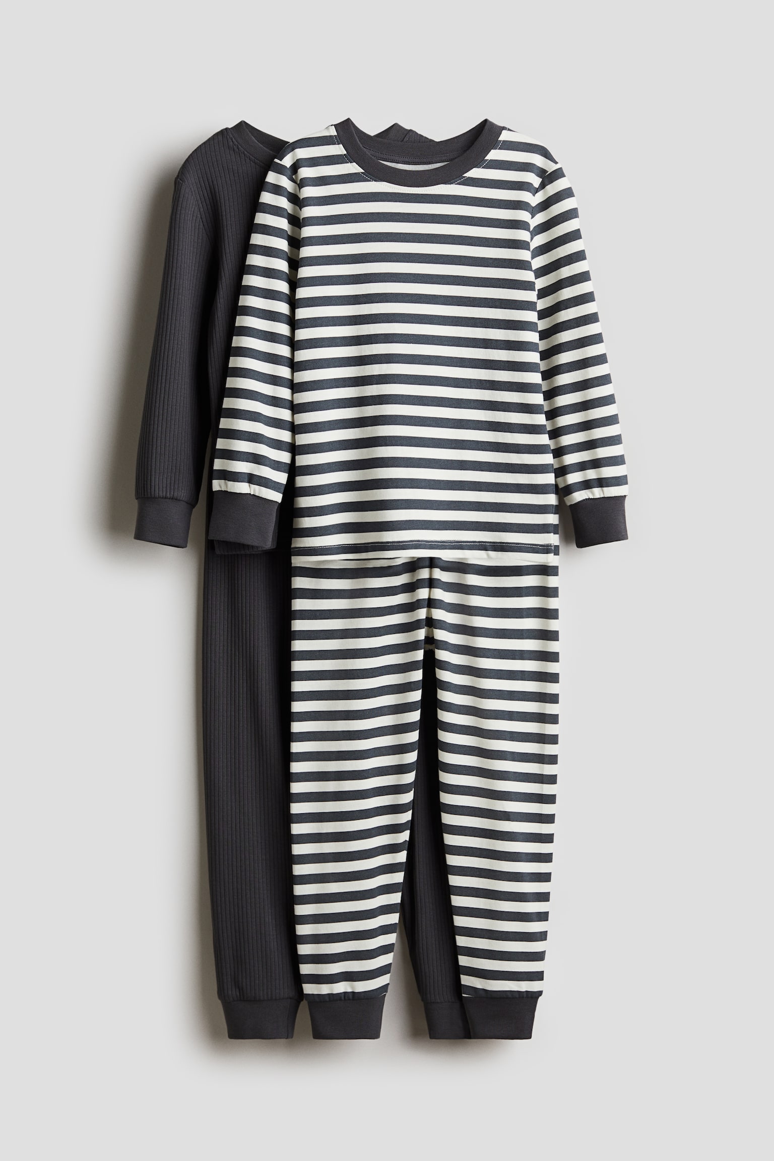 2-pack printed cotton pyjamas - Dark grey/Striped/Dark grey/Space/Light blue/Patterned/Light green/Striped - 1