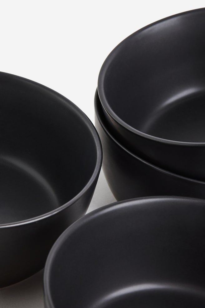 4-pack small porcelain bowls - Black/Light beige - 4