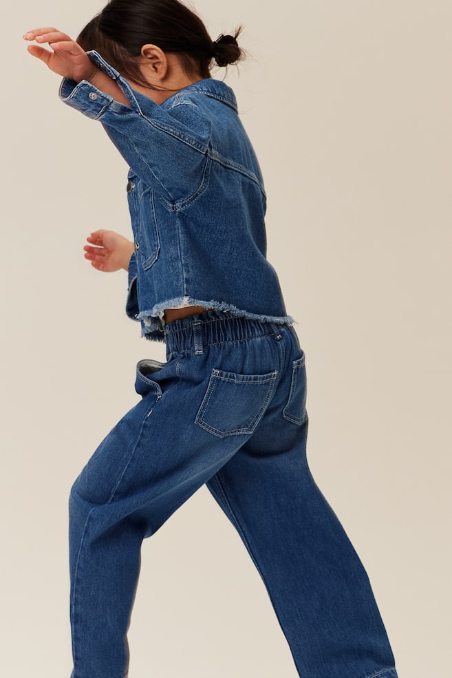 Wide Leg paper bag jeans - Denimblå/Lys denimblå - 3