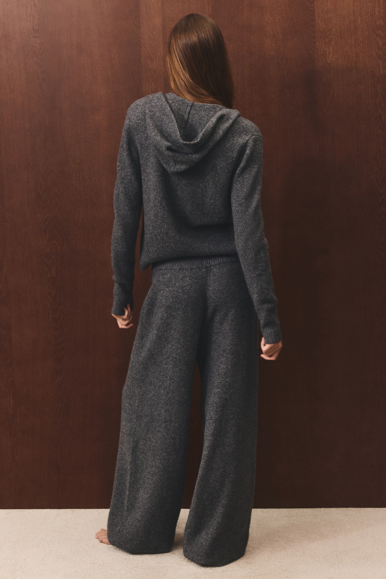 Женская куртка H&M Knit Hooded, цвет: Тёмный серый меланжевый — фото 6