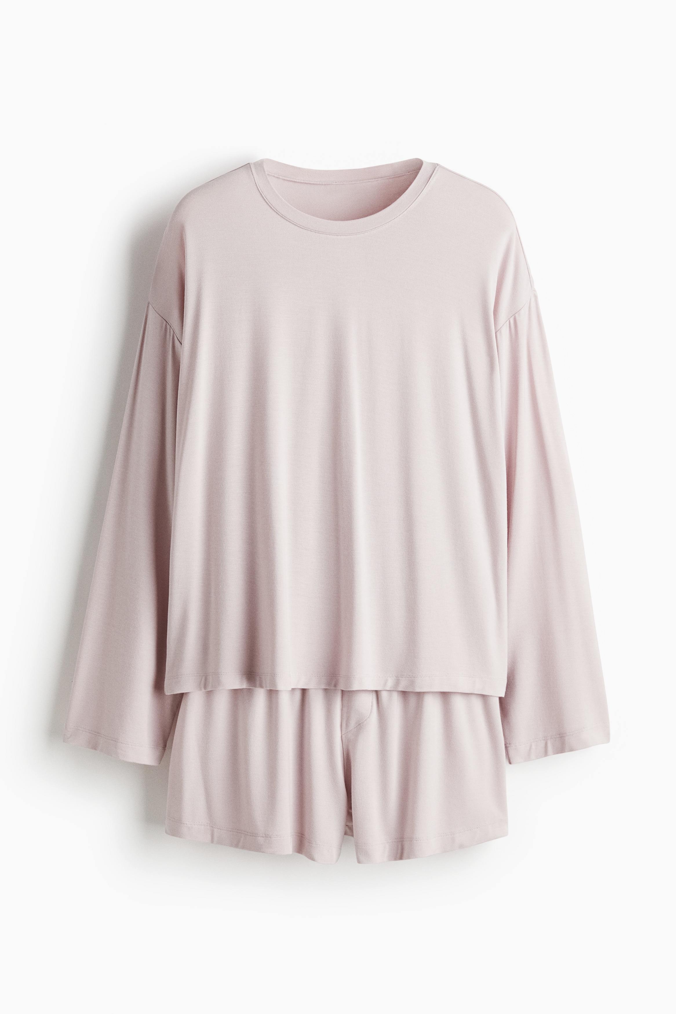 Modal Pyjama Set - Light dusty pink/Burgundy