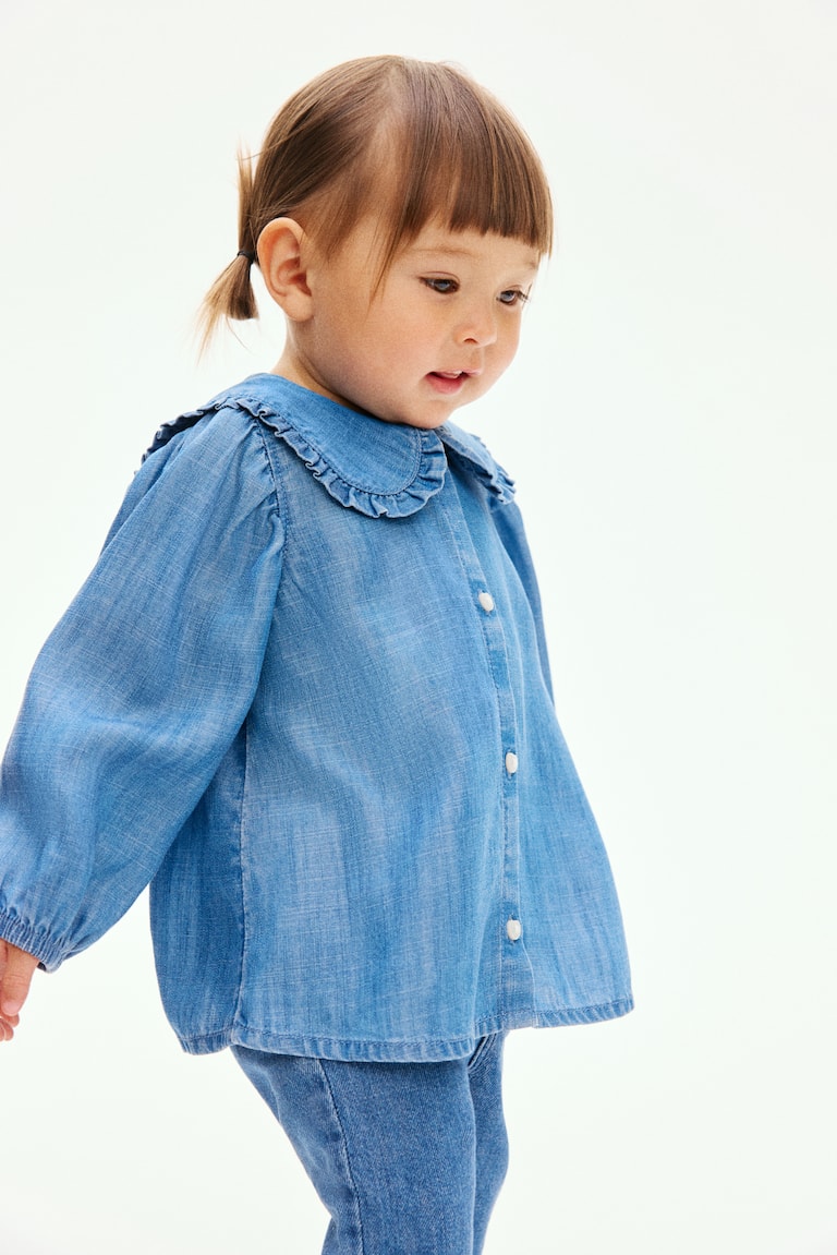 Blouse with Collar Denim blue Kids H&M US