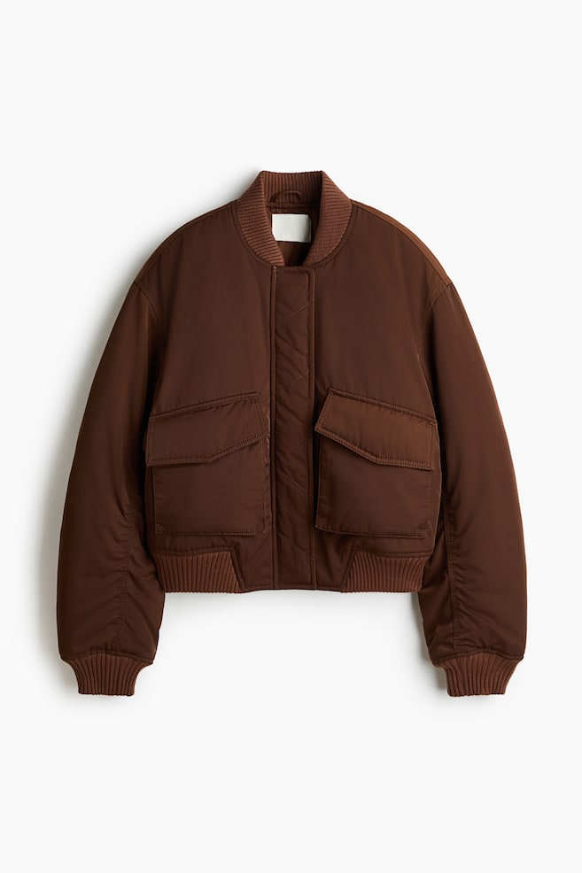 Vatovaný bomber - Tmavě hnědá - 1
