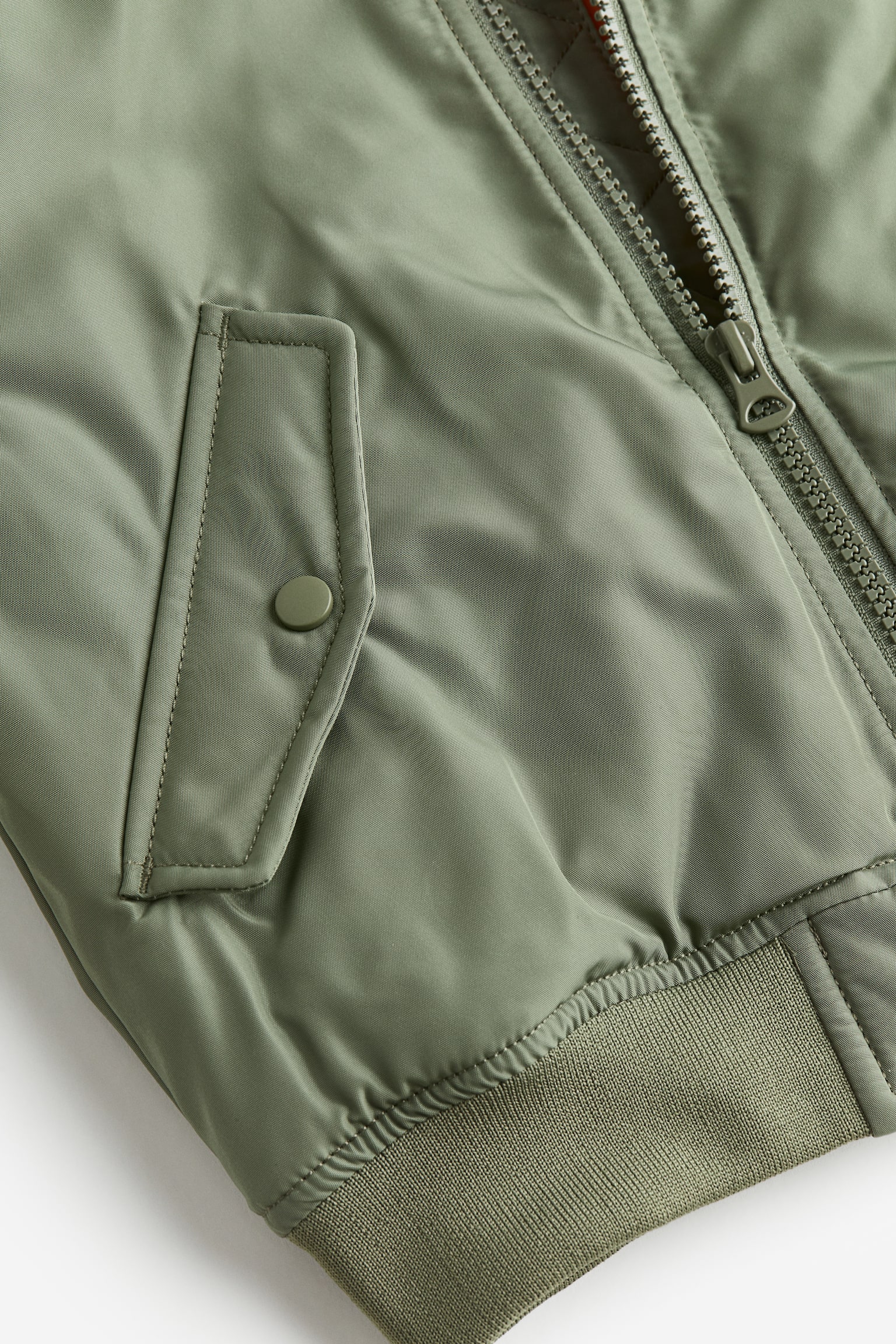 Teddy Collared Bomber Jacket - Khaki green - 2