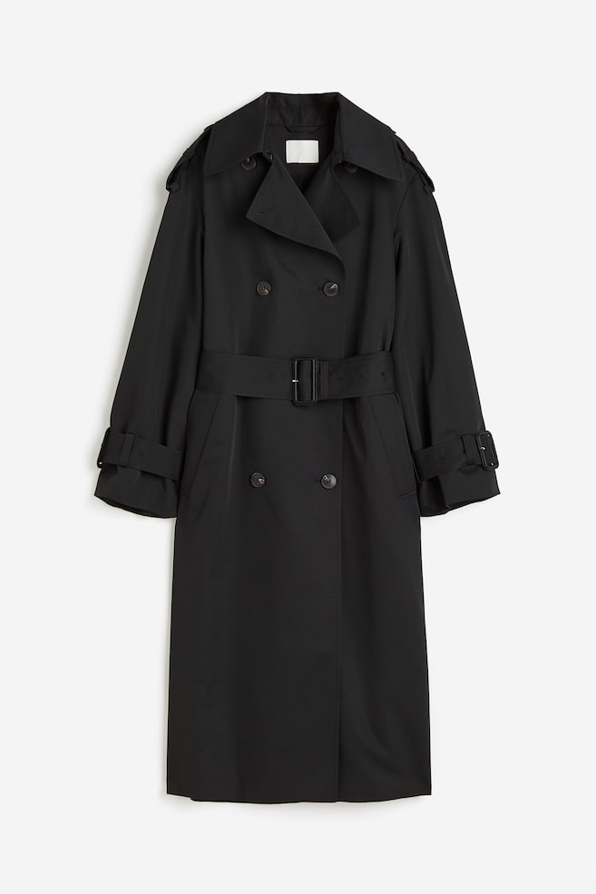 Double-breasted trenchcoat - Black/Beige - 2