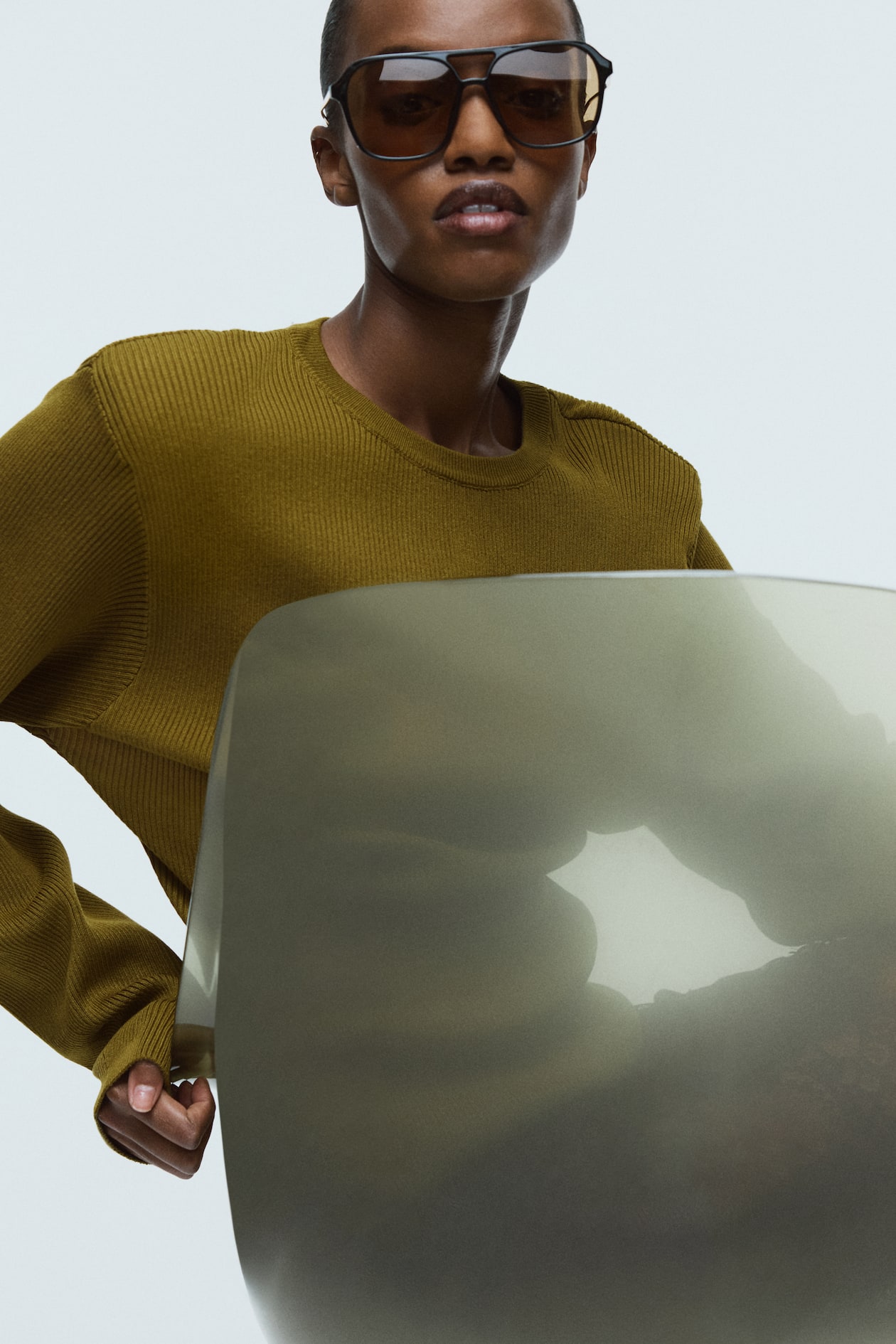 Rib-Knit Shoulder-Pad Top - image 3